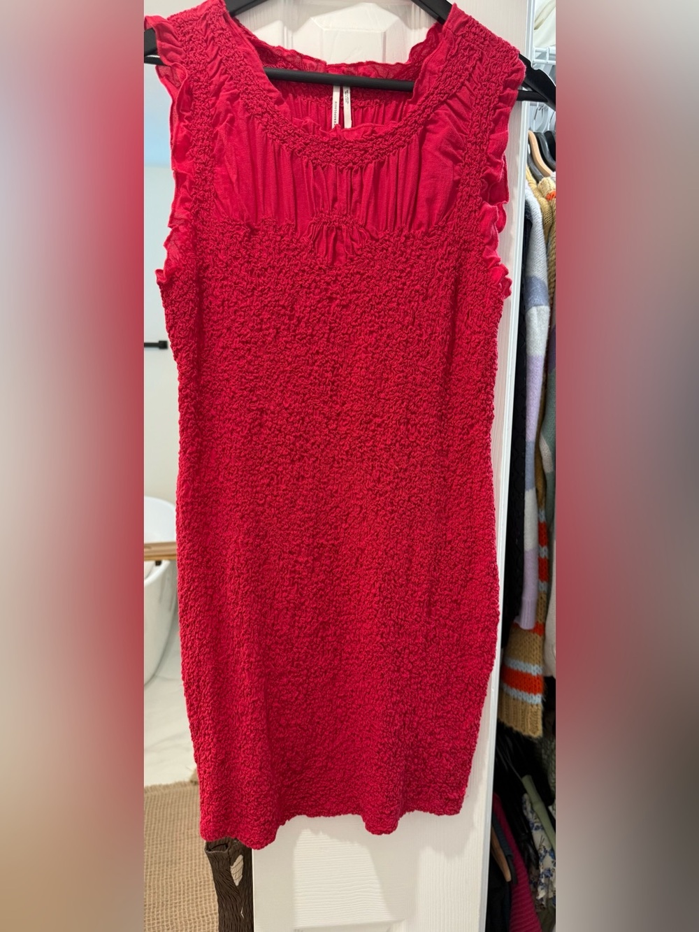 Anthropologie Pink Textured Sleeveless Dress